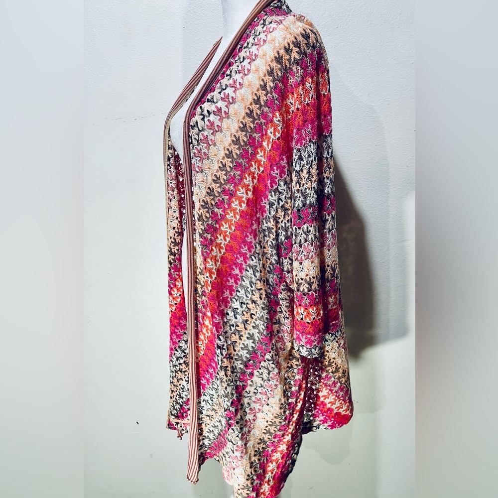 Zozo cardigan poncho cottage Core colorful Y2K stripes see through women’s 2X - Picture 6 of 9